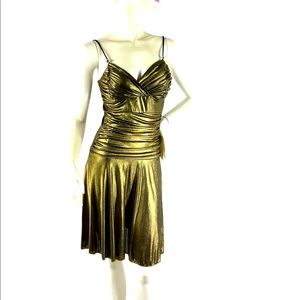 Gorgeous slinky gold cocktail party dress